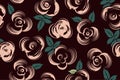 Seamless vector floral pattern, stylized roses dark background, delicate pink flowers Royalty Free Stock Photo